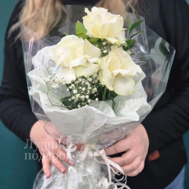 Букет из белых роз &laquo;Туман&raquo;