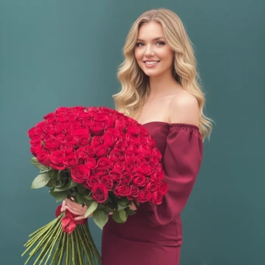 101 красная роза «Любушка»