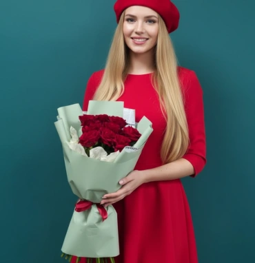 Букет из красной розы «Парижанка»