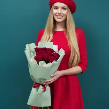 Букет из красной розы «Парижанка»