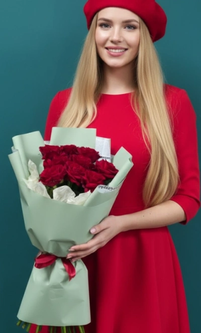 Букет из красной розы «Парижанка»