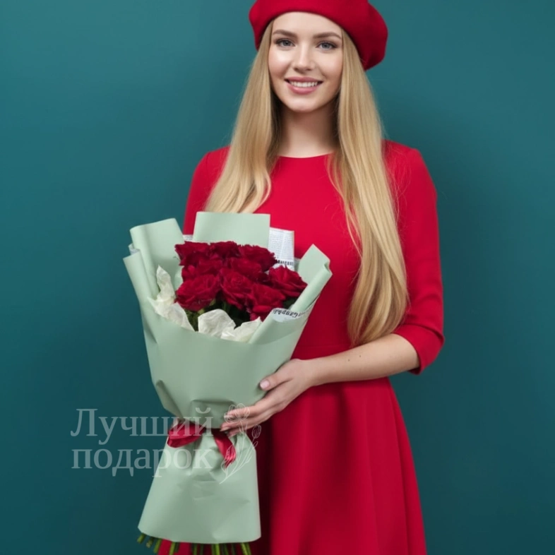 Букет из красной розы &laquo;Парижанка&raquo;