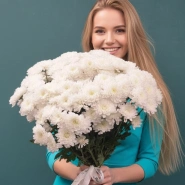 Кустовая хризантема, букет &laquo;Снежка&raquo; 0