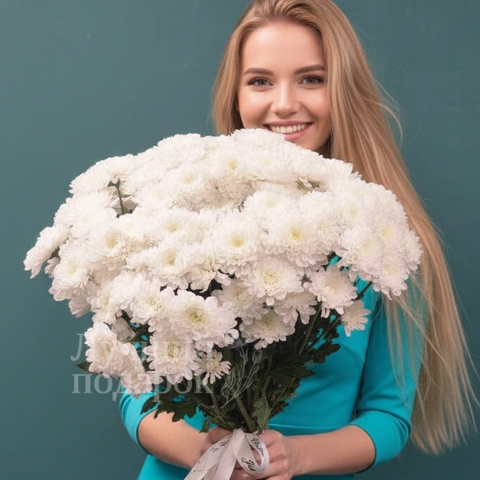 Кустовая хризантема, букет &laquo;Снежка&raquo;