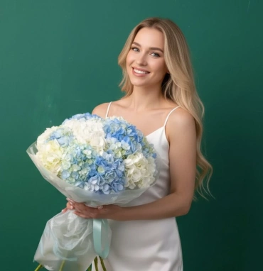 Букет из гортензии «Морской прибой»