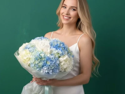 Букет из гортензии «Морской прибой»