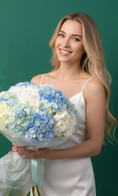 Букет из гортензии «Морской прибой»