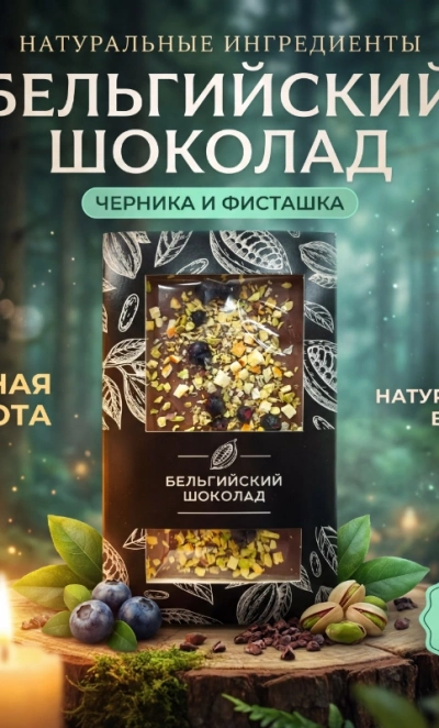 Бельгийский шоколад «Черника/фисташка