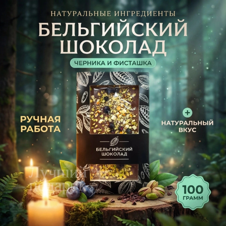 Бельгийский шоколад &laquo;Черника/фисташка"
