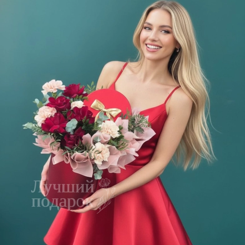 Композиция в шляпной коробке &laquo;Чародейка&raquo;