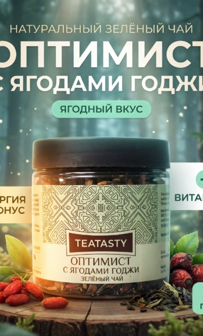Зелёный чай «Оптимист, с ягодами годжи»
