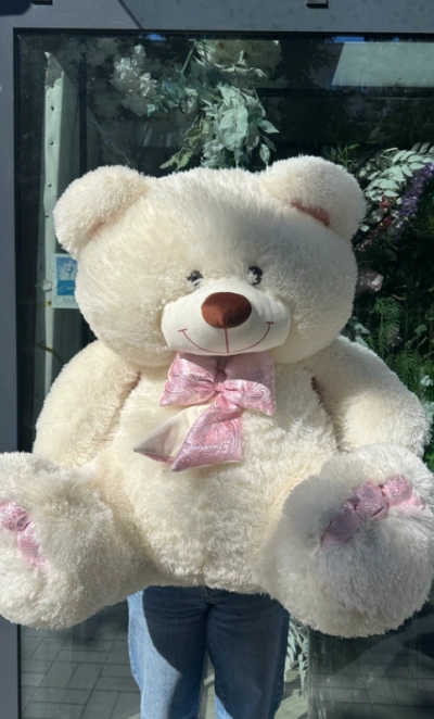 Мягкая игрушка «Медведь с розовым бантом»